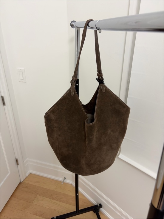 Italian Handbags - Everyday Suede Hobo Bag - Taupe Brown